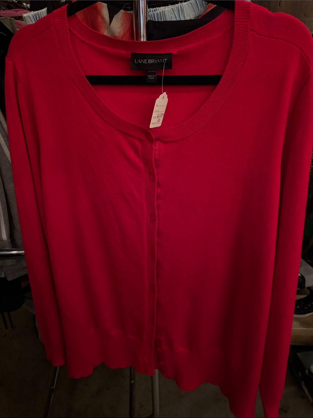 Lane Bryant Bright Red Button-Down Women's Top
